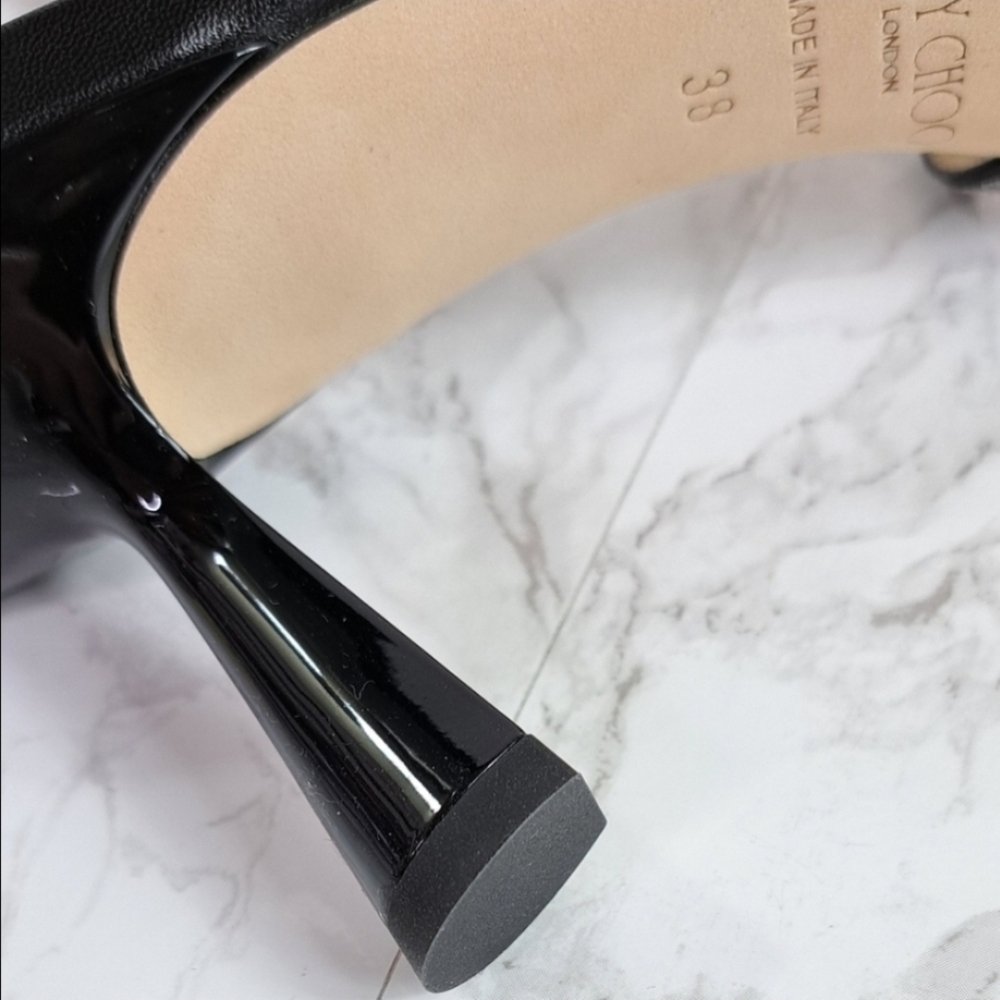 Jimmy Choo Ria 65mm Black Nappa Leather Mules Size 38 IT/EU - Picture 9 of 13